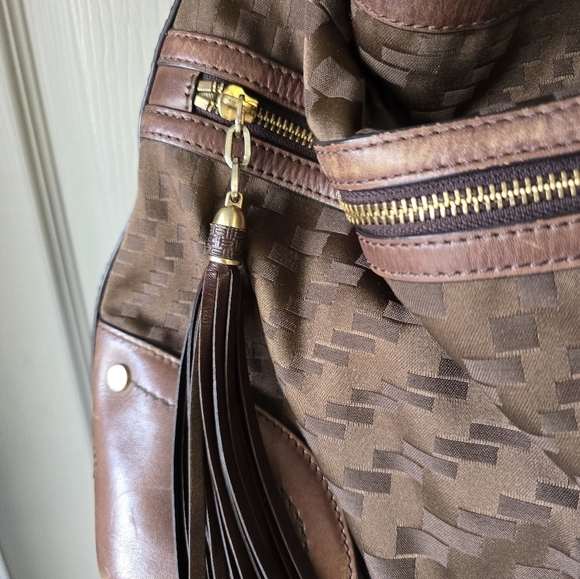 Cole Haan Leather Shoulder Handbag Satchel Women Brown Large - Picture 9 of 16